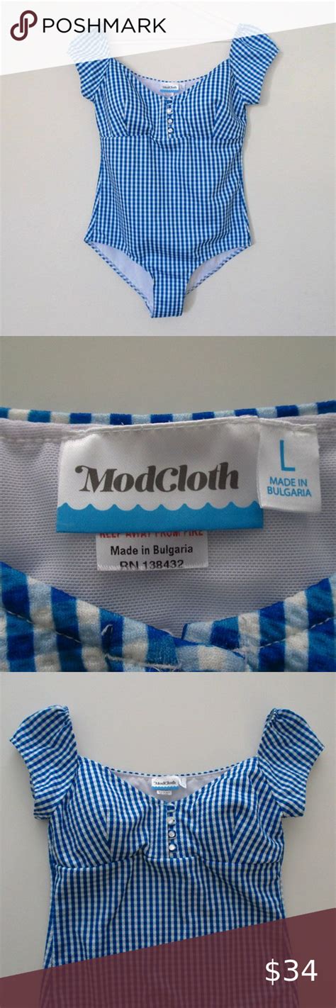 Modcloth Blue White Checkered Bathing Suit Checkered Bathing Suit