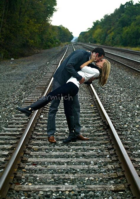 Engaged Couples Photography Engagement Pictures Trains Train Tracks On The Tr Train
