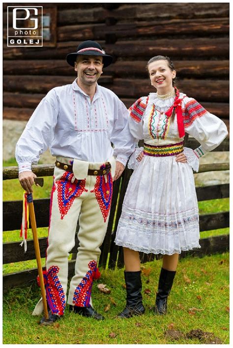 A Happy Modern Couple Wearing Slovak Traditional Dress Kroj