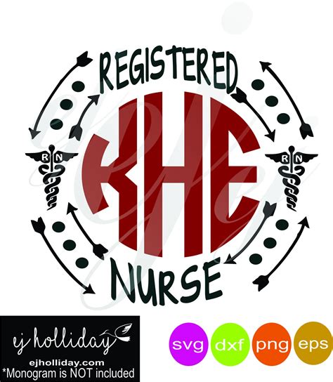 Registered Nurse Monogram Svg Dxf Eps Png Digital Cutting Etsy