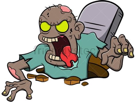 Zombie Coming Out Of Grave Cartoon Vector Clipart Friendlystock