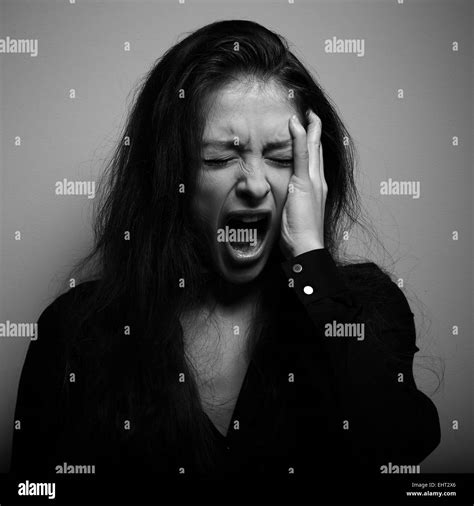 Angry Female Adult Crying Black And White Stock Photos Images Alamy
