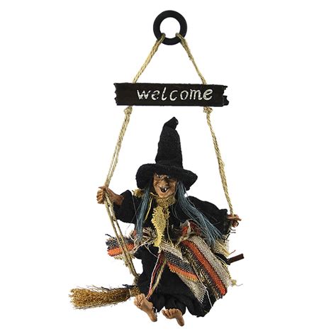 buy hanging animated witch on broomstick halloween decoration dolls pendant haunted house