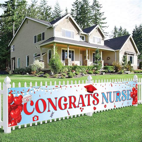 Xtra Large Congrats Nurse Banner 120x20 Inch Blue And Red Nursing