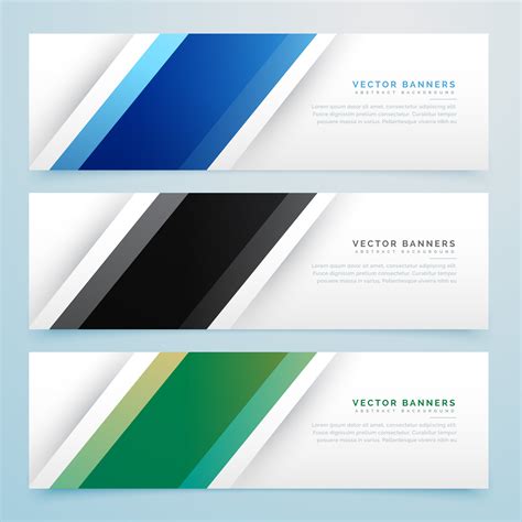 Simple Three Color Banner Headers Set Download Free Vector Art Stock