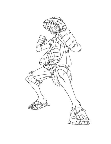 Luffy en position est un coloriage de One Piece