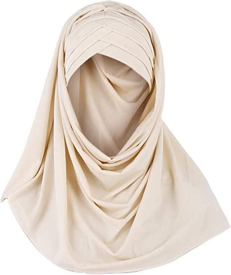Foulard à Enfiler Avec Bonnet Intégré Pour Femme Musulmane Voilée Châle Islamique Voile