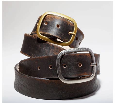 Vintage Distressed Black Brown Leather Belt 100 Real Leather Full