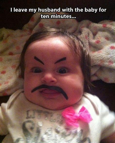 Baby With Long Mustache Funny Face With Images Funny Babies