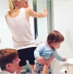 Jaime King Sexy In Hot Pants Teaching Her Son James Knight How To Twerk
