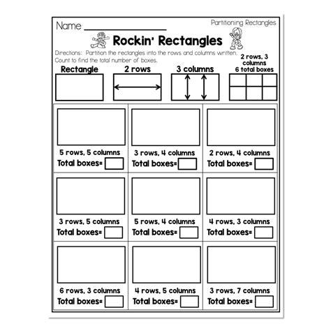 2nd Grade Math Worksheets Geometry Partitioning Rectangles Rockin