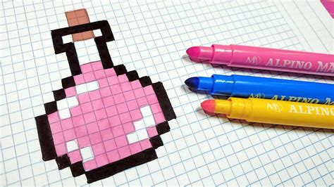 Pixel art minecraft facile dessin pixel facile dessins d'art au crayon carnet de dessin coloriage pixel art bricolages halloween dessins mignons perles à repasser comment dessiner. Handmade Pixel Art - How To Draw a Pink Potion #pixelart ...