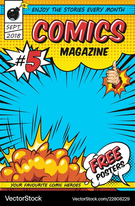 Free Vector Comic Book Cover Magazine Front Page Layo