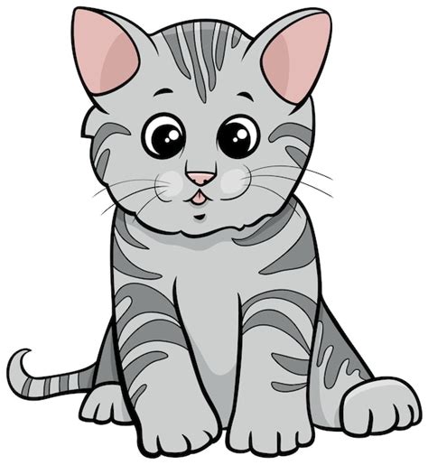 Premium Vector Gray Tabby Kitten Cartoon Animal Character