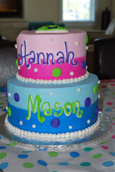 Boy Girl Twins Cake Good Way To Have Their Ownbut Same Cake 2 Tier