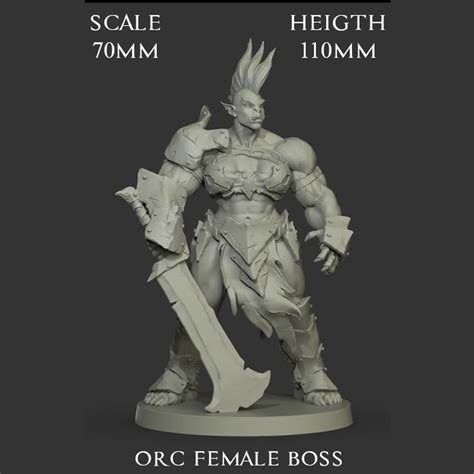 70mm Resin Model Figure GK Orc Female Boss Fantasy Theme Unassembled