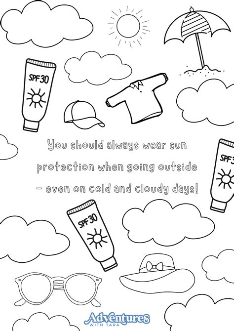 Fun In The Sun Sun Safety Coloring Pages For Kids