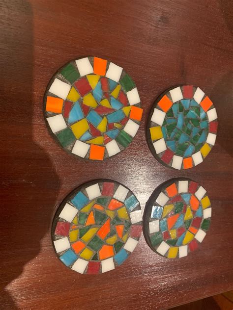 Bright Coloured Round Coasters Handmade Custom Made Etsy