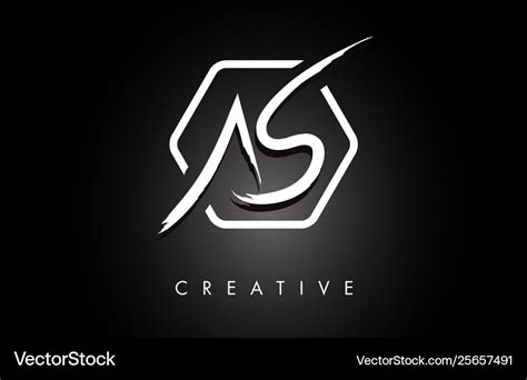 As A S Brushed Letter Logo Design With Creative Vector Image