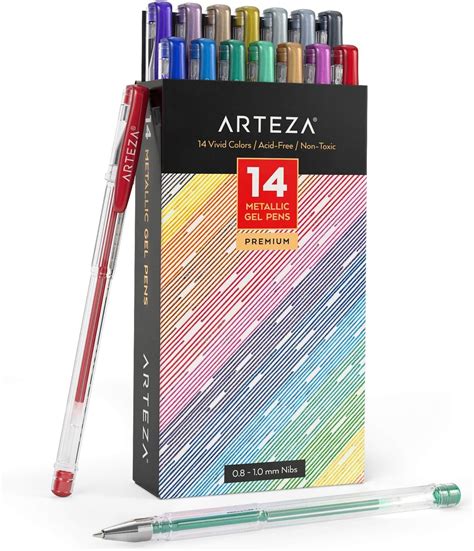 Arteza Metallic Gel Pens 14 Individual Colors Triangular Grip 08