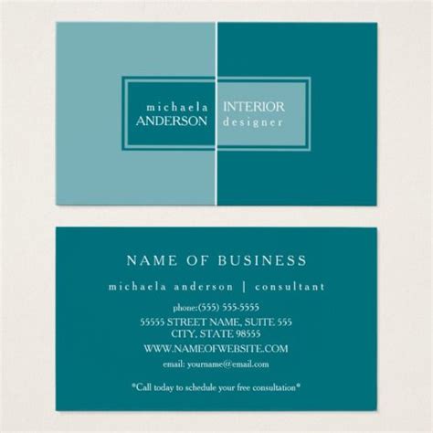 Modern And Simple Custom Color Interior Designer Business Card Zazzle