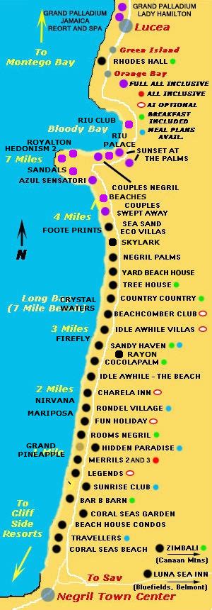 Negril Beach Resort Location Map Jamaica Onestop
