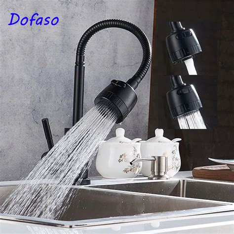 Dofaso Quality 360 Swivel Flexible Rotate Spring Faucet Black Kitchen