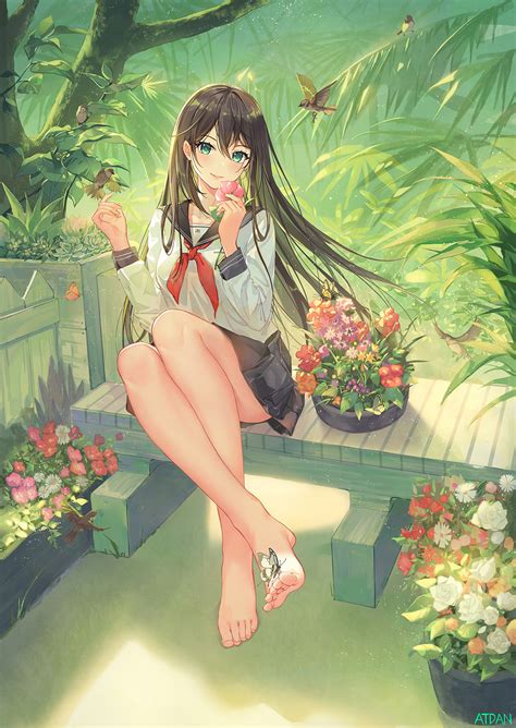 Wallpaper Atdan Women Long Hair Black Hair Anime Girls Schoolgirl Sailor Uniform Legs