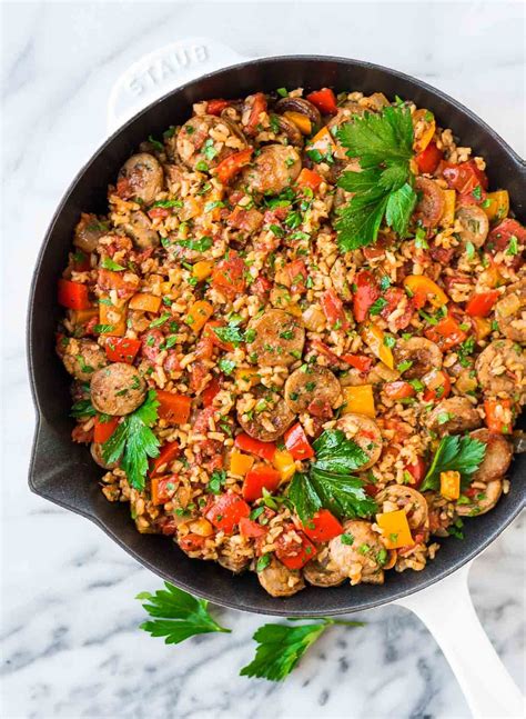 I use aidells chicken apple sausage for recipe courtesy of rachael ray. Smoked Sausage and Rice Casserole with Peppers. A quick and easy 30 minute meal! Recipe at we ...