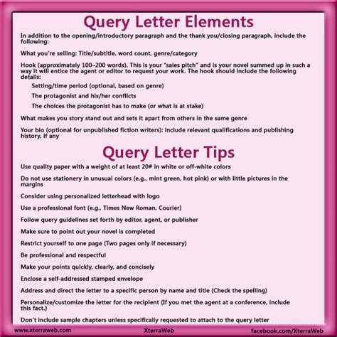 name address city, state, zip. Query Letter Tips - XterraWeb