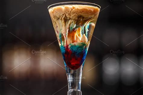 alien brain hemorrhage cocktail containing brain shot and alcohol high quality food images