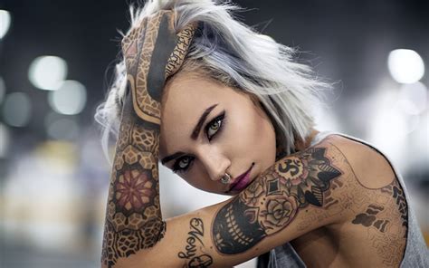 Wallpaper Tattoo Women Hot Babe Piercing Suicide