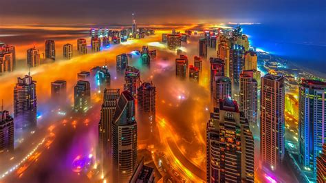 Foggy Dubai Skyline Uae Backiee