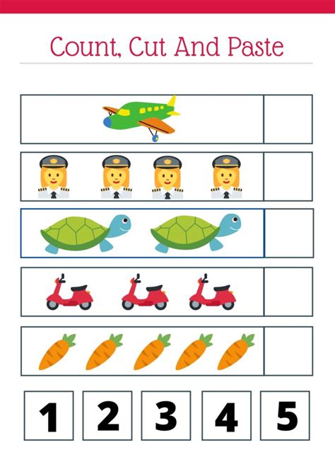 Number Worksheets Cutting And Pasting Numbers In Order For Preschool