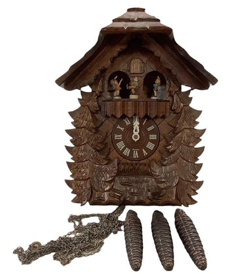 Lot German Bavarian Cuckoo Clock With Miniature Hummel Figures And 3