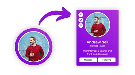 Animated Profile Card With Hover Animation In Html Css And Javascript