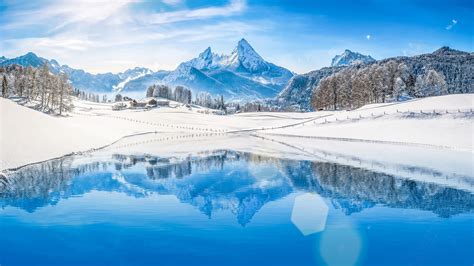 Winter Mountains Lake Landscape Uhd 4k Wallpaper Pixelz