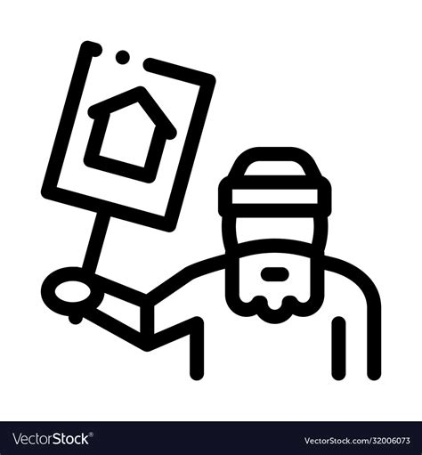 Homeless With Nameplate House Icon Outline Vector Image