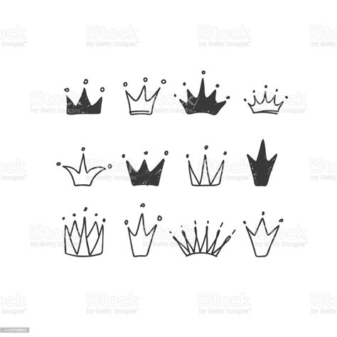 Set Of Cute Cartoon Crowns Stock Illustration Download Image Now