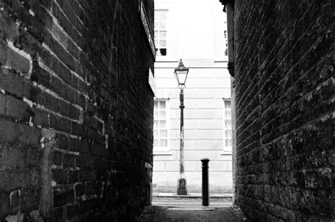 Lamp Narrow Street Black And White View Free Image Download