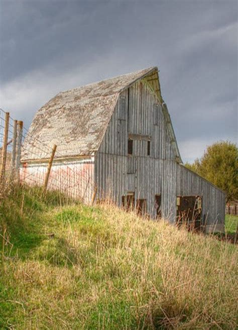 Barn On A Hill Side Wooden Barn Rustic Barn Country Barns Country