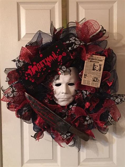 excited to share this item from my etsy shop michael myers wreath hallowe… scary halloween