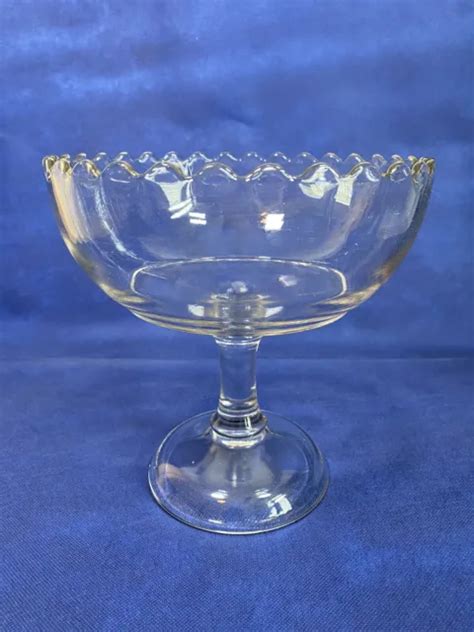 vintage clear glass pedestal fruit bowl compote centerpiece scalloped rim a4 12 50 picclick