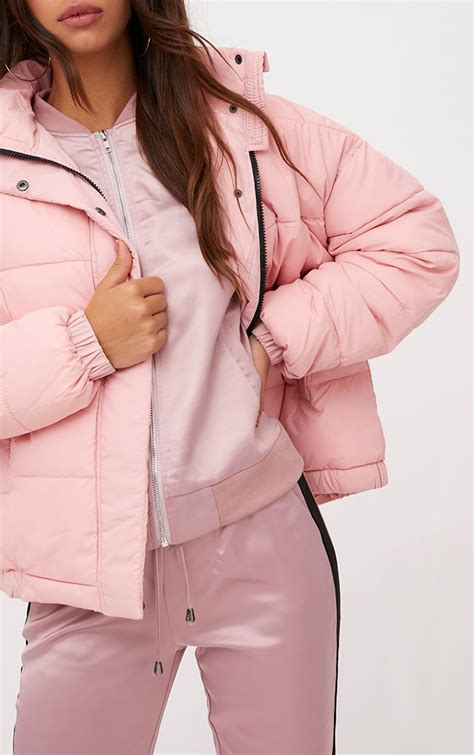 light pink puffer jacket coats and jackets prettylittlething ca