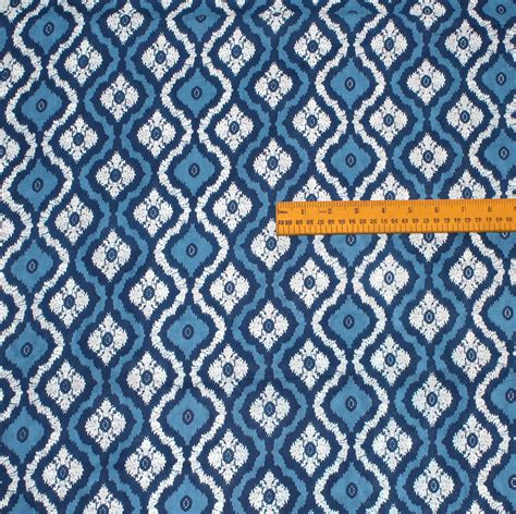 Cotton Block Print Fabric Indian Indigo Blue Floral Design Etsy