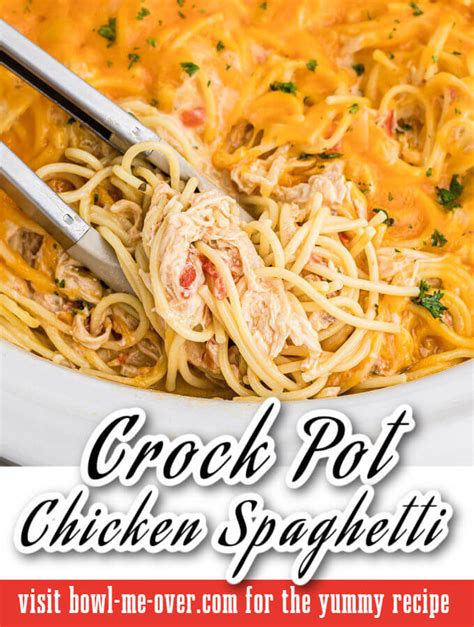 Crockpot Chicken Spaghetti Bowl Me Over