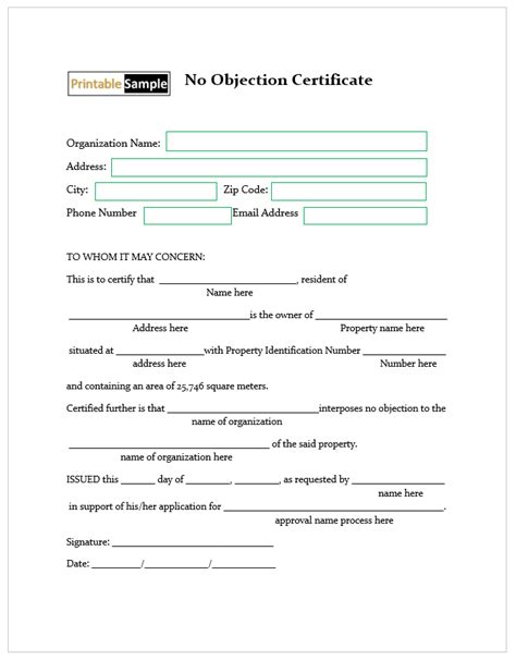 No Objection Certificate Tips Archives Printable Samples
