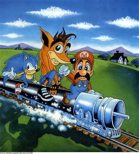 Supper Mario Broth Illustration Of Mario Crash Bandicoot And Sonic