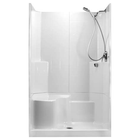 Ella 48 In X 36 In X 80 In Std 3 Piece Low Threshold Shower Stall In White Lhs Molded Seat