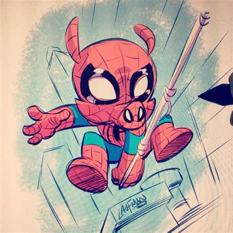 The Art Of Derek Laufman Spider Ham Sketches From My New Artbook Now Marvel Spiderman
